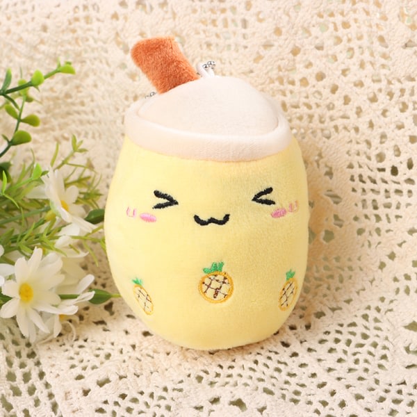 11CM e Mjölktekopp Plyschnyckelring Kawaii Cartoon Soft Stuffed D Yellow onesize Yellow onesize