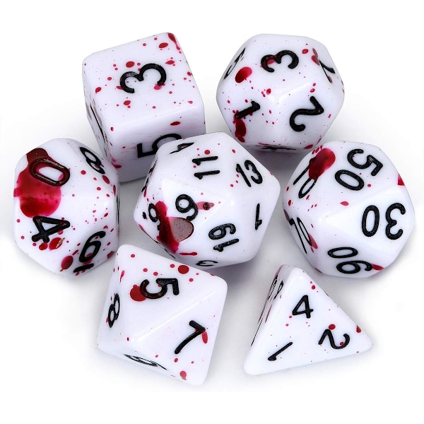 FLASHOWL DND Oregelbunden Spray Tärningsset Blå Prick Polyedriska Rollspels Tärningsset D20 Tärning Dungeons and Dragons Tärningsset 7-Delars (Fuchsia)