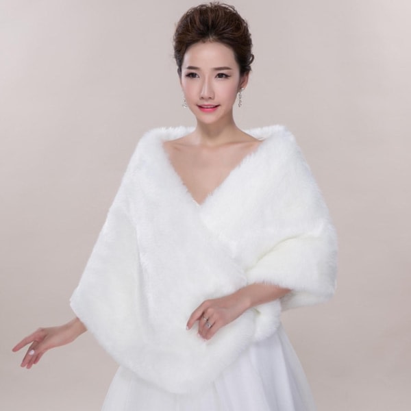 Vinterbryllup Tyk Plys Off Shoulder Sjal Wrap Bolero Prom Brude E til Kvinder