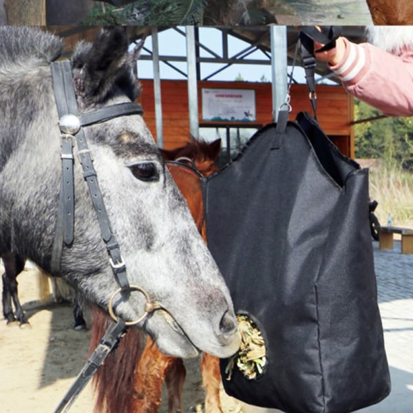 Oxford Tyg Slow Feed Hay Bag Bärbar Ute Hål Minska Gård S 1PC