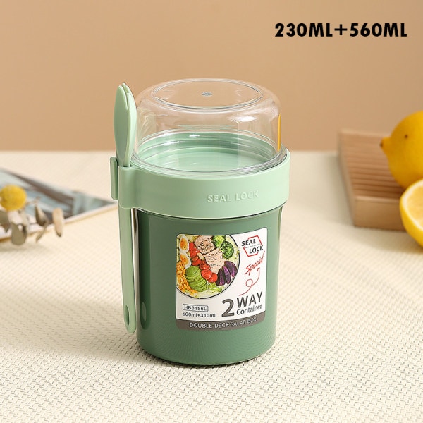 Frokost Havregryn korn frokostblanding nøtter yoghurt salat kopp tetningsbeholder Grønn 790ml