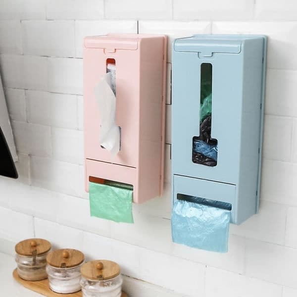 CDQ Väggmonterad Plastpåse Återanvändbar Soppåse Dispenser Vit