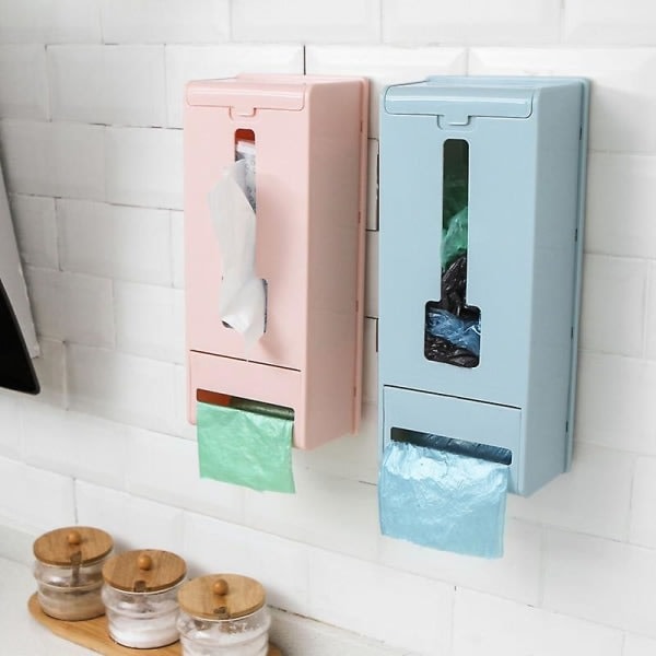 CDQ Veggmontert Plast Matpose Gjenbrukbar Søppelpose Dispenser Hvit