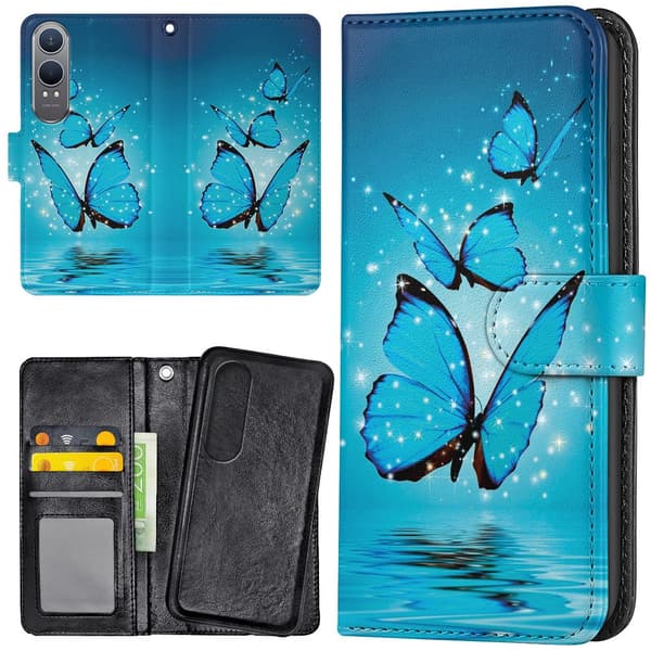 OnePlus Nord CE4 Lite 5G - Wallet Case/Cover med Glitrende Sommerfugle 150