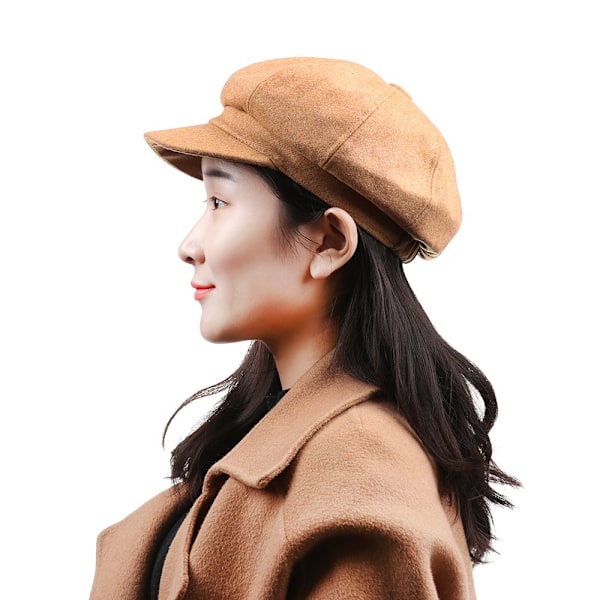 Newsboy Cap Ottogonal Basker Hat til Kvinder - KAMEL Design camel 1