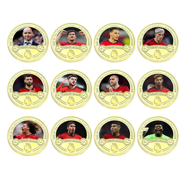 Premier League fotbollsstjärnor & klubbar minnesmynt, samlarobjekt, presenter till fotbollsfans Mbappe, Messi, Harland 1pcs Manchester United