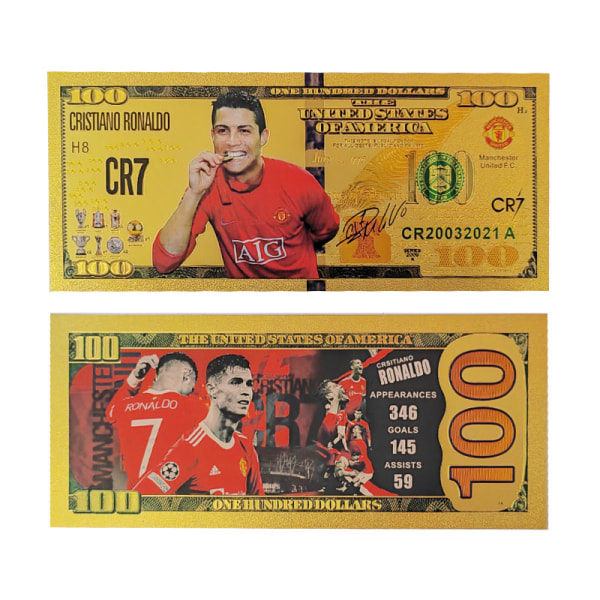 Ronaldo stjernefodbold mindebanksseddel europæisk cup perifer sand super liga souvenir perifer 2pcs 3