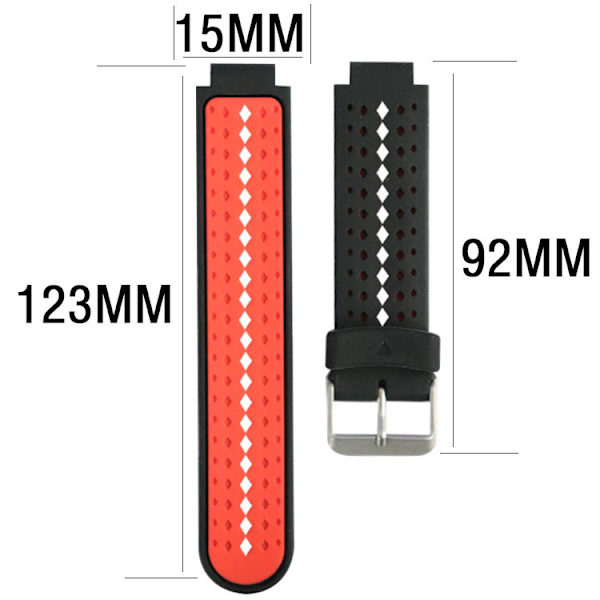 Tvåfärgat silikonarmband för Garmin Forerunner 220 230 235 630 620 735 Black&White