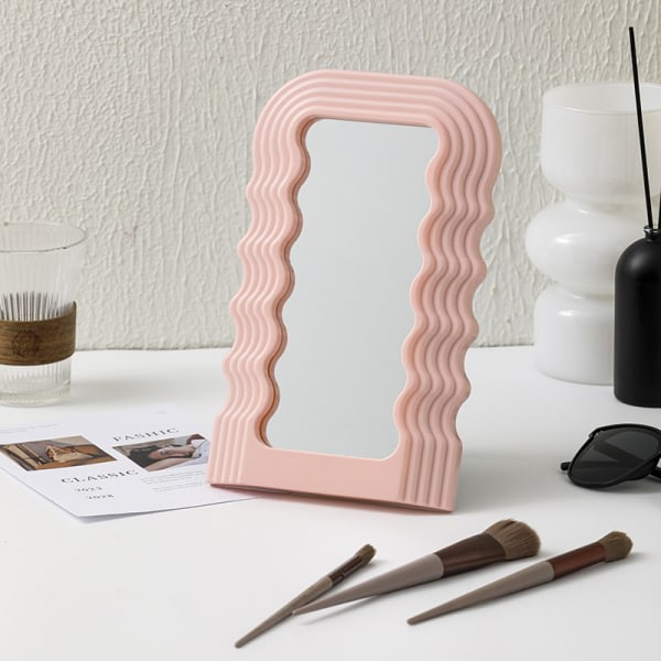 Kosmetisk bordsställ sminkspegel Wave dekorativ spegelfladdermus Rosa