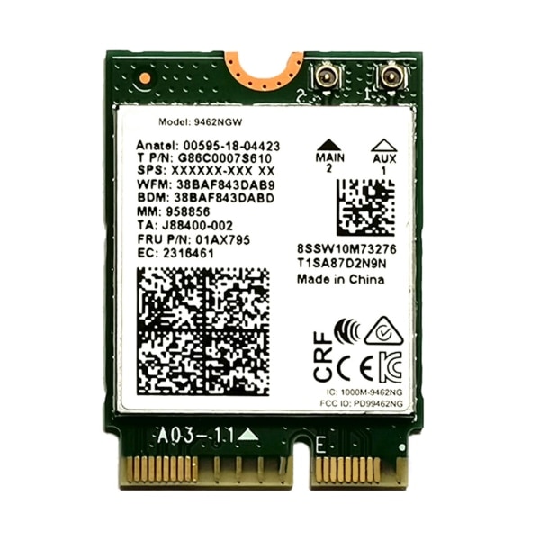 Trådlös AC Dual Band Wifi-kort Adapter för Intel 9462NGW CNVI NGFF för M.2 för Key E med Bluetooth Kompatibel 5.0 för