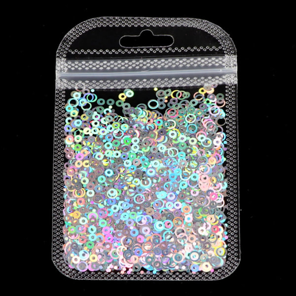 10 färger Ihålig rund form Holografisk Chunky Glitter Epoxi Resin Festival Chunky Laser- Flakes Blandade paljetter 2g Pr.