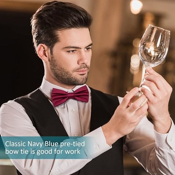 Färdigknuten fluga för män, Tux fluga Justerbar formell nacke fluga Satin fluga för festbröllop (rödröd)