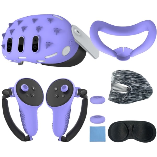 Essential 7-delt Tilbehør til VR Headset Beskytter Controller Grip Rocker Cap VR Ansigtsgrænseflade Controller Mount Lilla