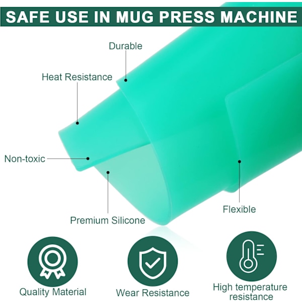 3 kpl silikonimukiholkin sublimaatio, silikonisublimaatiomukiholkit 3 paksuudessa lämmönkestävällä teipillä ja hansikkaayhteensopivalla (vihreä)