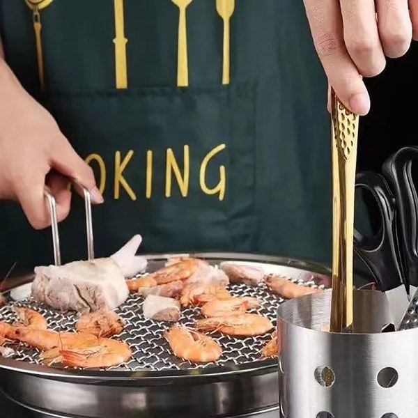 Tang Langt håndtak Sklisikkert brødklemme for desserter Salater Grill Sølv