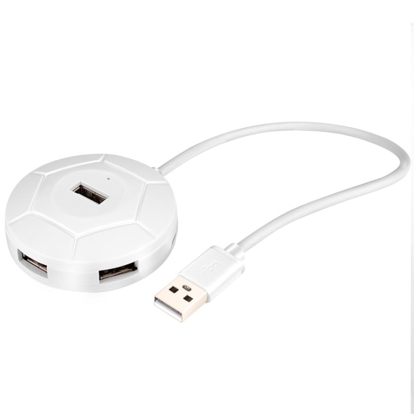 Magnetisk 2.0 USB-hub med 4 porte, forlænget kabel, Slim bærbar adapter splitter til Windows-systemdator, hvid
