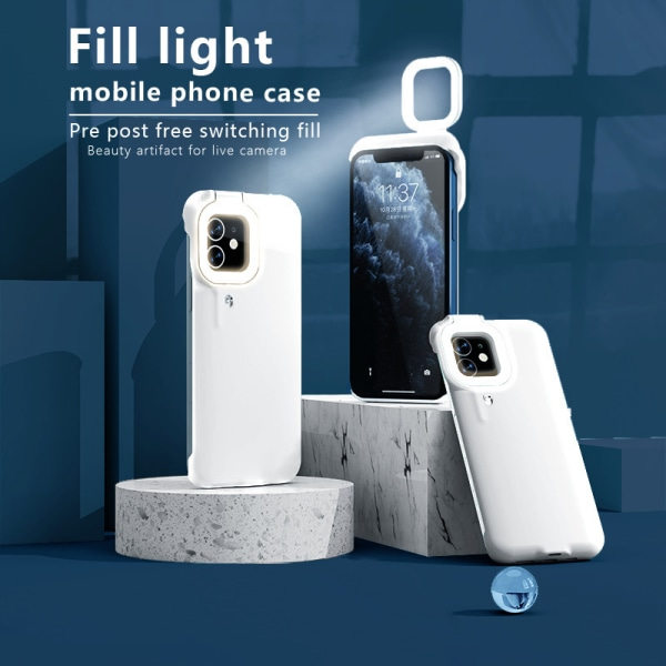 (Valkoinen) Täytä valo puhelimen kotelo Iphone12 Pro Maxille