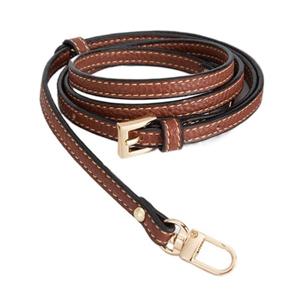 Longchamp Mini Väska Rem Konverteringskit - Läder Crossbody Rem med Clips Brown-gold Strap