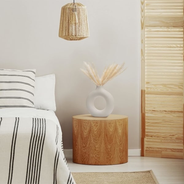 Off White Keramisk Donut Vas, Pampasgräs Vas, Modern Vas för Heminredning, Pampasgräs Vas Big