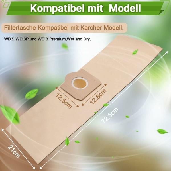 15 pölynimuripussia paketti Karcher 6.959-130.0 WD3 WD3P M:lle