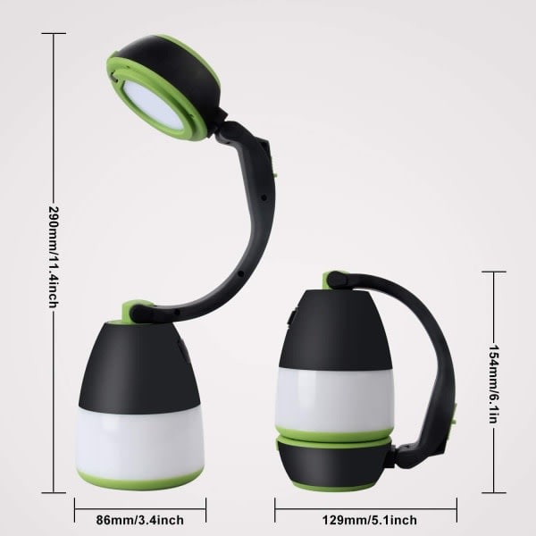 Uppladdningsbar Campinglampa 3-i-1 Bordslampa Lykta Camping Tält