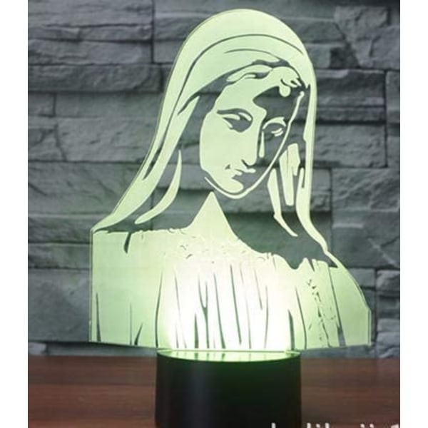 3D Illusion Jesus nattlyslampe, 7 farger gradvis Chandin