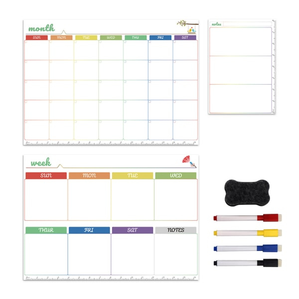 Magnetisk whiteboard-tavla kit Daglig Vecko Månadsplanerare Kylskåp Magnet Penna