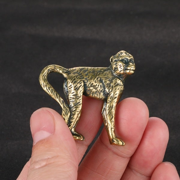 Massiv messing, lang hale, abefigur Miniatyr te, kæledyrs håndværk D