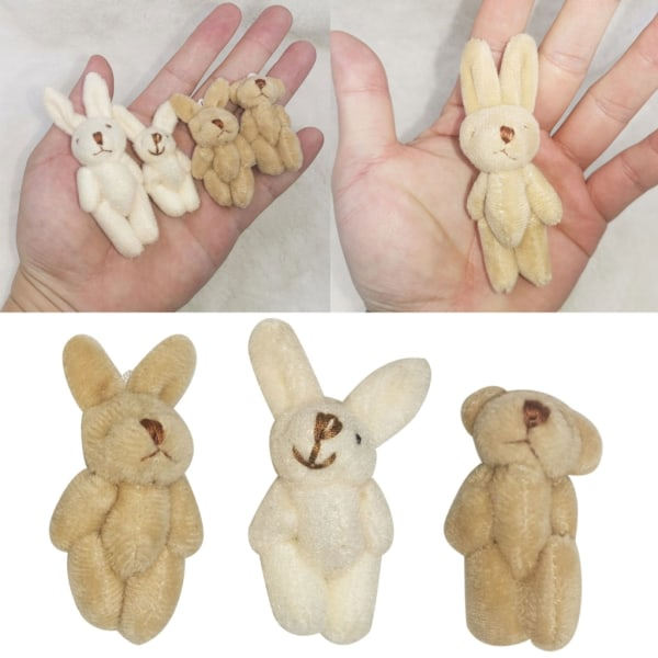 Mini Plyschdjur Liten Led Kanin/Björn 1,8 Tum Små Mjuka Mjukdjur För Påsk Födelsedagstårta Bröllopsdekorationer null - 3