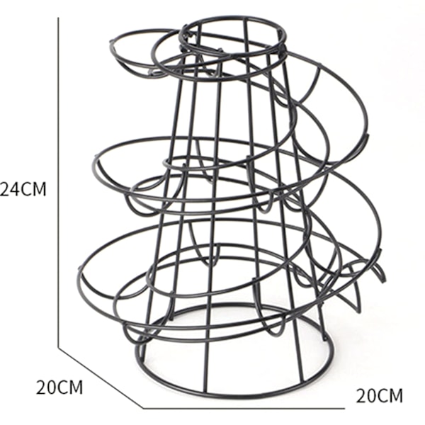 Äggdispenser Ställ Spiraldesign Metall Äggskelter Fristående Tråd Kyckling Äggförvaring Organizer Displayhållare Svart Black