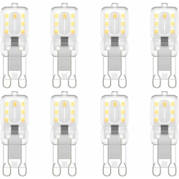 G9 LED-pære, G9 LED 220V Naturhvid 3000K 3W Halogenækvivalent 30W Halogenpære 8-pak