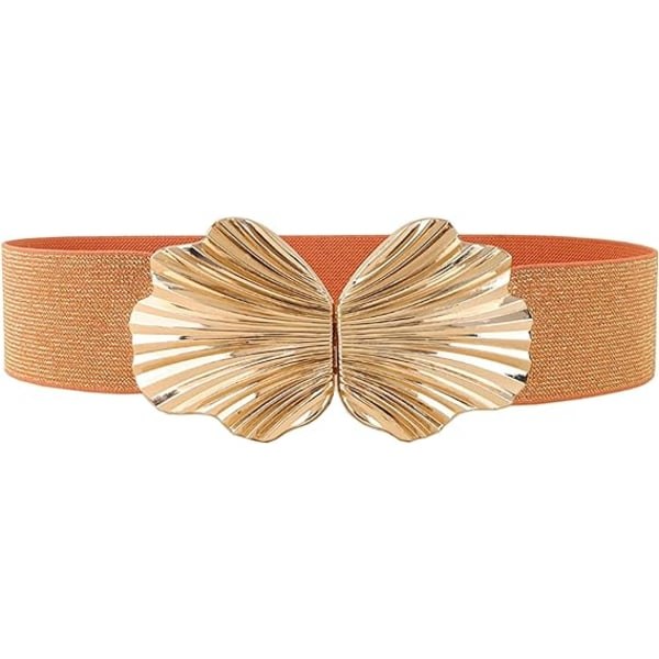 Elastisk taljebælte til kvinder, strækbare bælter til nederdele, frakke, bluse, sweater (orange)