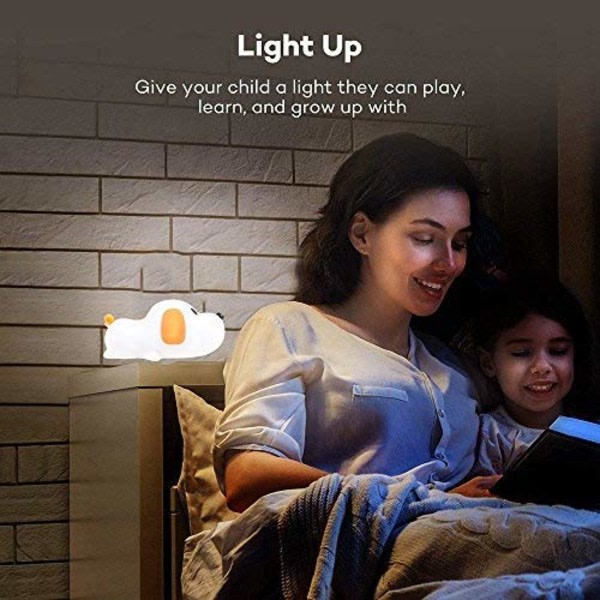 LED natlampe til børn, blød silikonehvalp LED-lampe med sensor