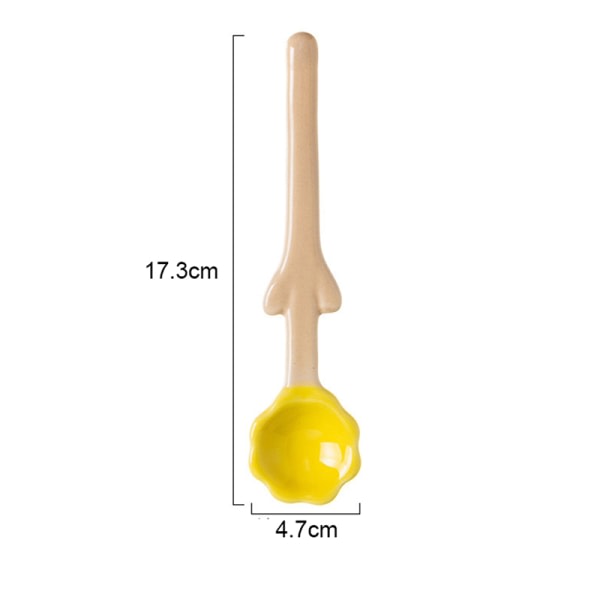 1. tulppaanin muotoinen keraaminen lusikka 3D kukat kahvilusikka aamiainen keltainen 2