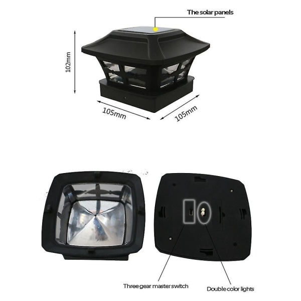 Solstolpe Cap Lights 2 lysmoduser Led Dekk gjerde Cap Lights Kompatibel med trestolper Hagedekorasjon