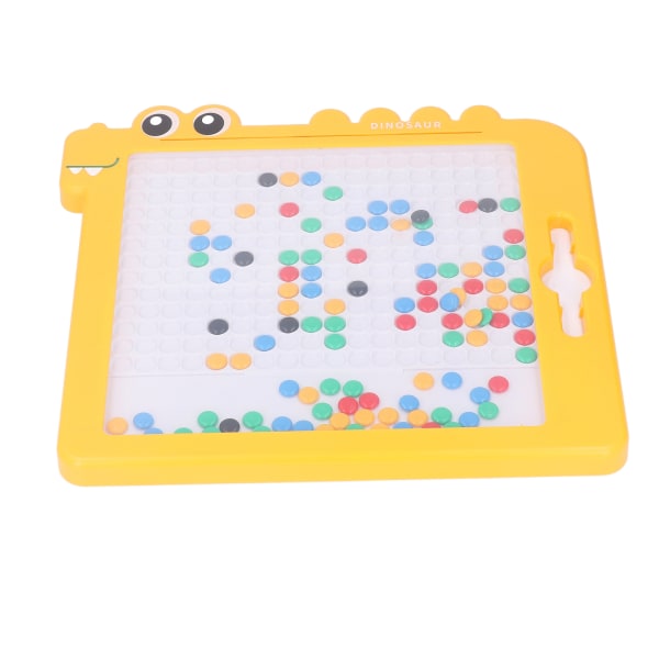 Magnetic Dot Drawing Board Dinosaur Shaped Doodle Board with Magnetic Pen and Beads Educational Toy Yellow