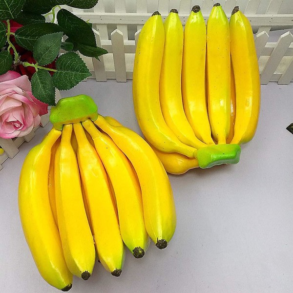 Kunstige bananer Simulering Falsk Frugt Realistisk Banan Bundt dekorativ frugt gul