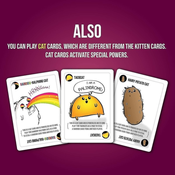 Exploding Kittens -korttipeli aikuisille, teineille ja lapsille, hauska perhepeli