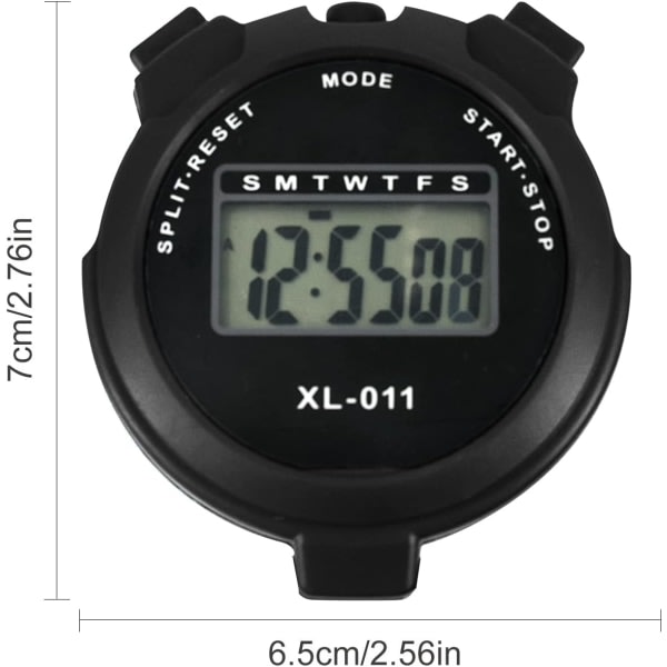 Digital Sport Stoppur Timer Stoppur Stor Display Intervall Träningstimer Utomhus Split Stoppur Watch (svart)