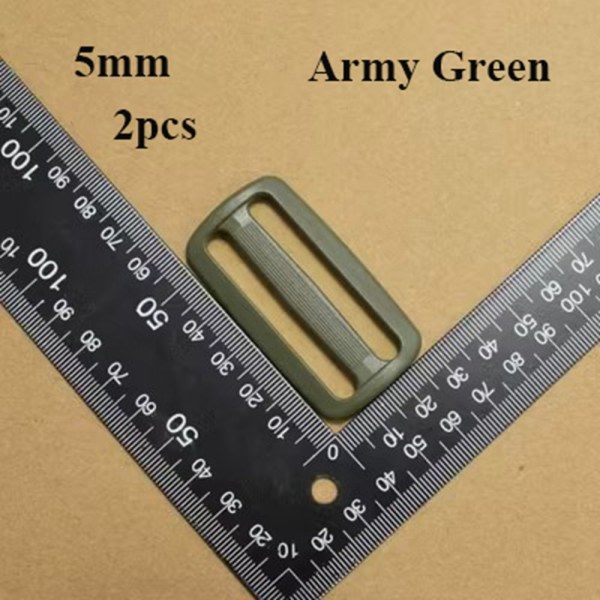 2 stk. Tri Glide Slider Låsespænder ARMY GREEN 5.0MM Army Green 5.0mm