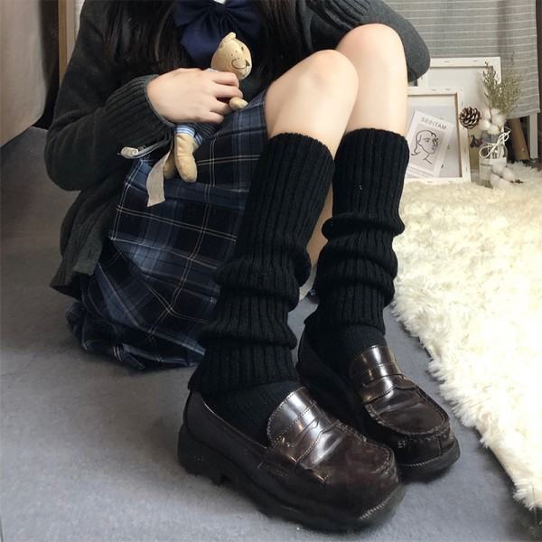 Dam Lolita Strømper Søde Piger Pile Pile Strømper Benvarmere Bold Sort One Size Black One size