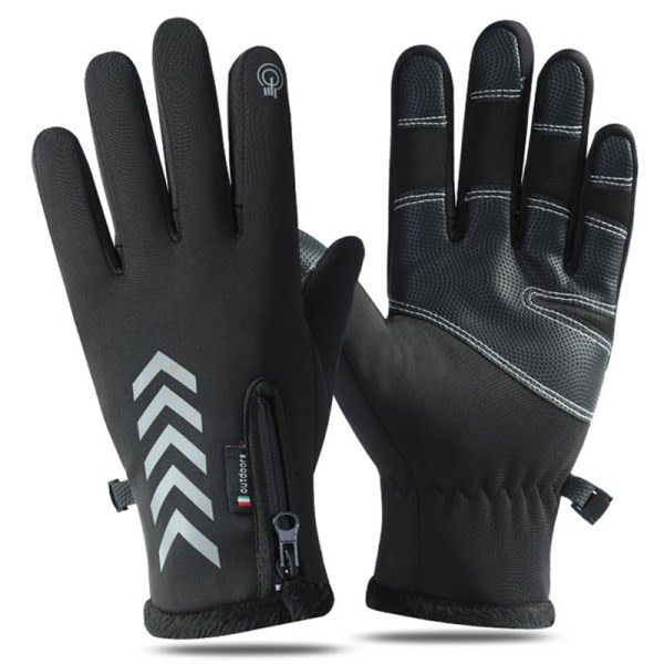 Vinterhandskar touch värme ridning kall handskar dragkedja sport gl Black 1 Black 1