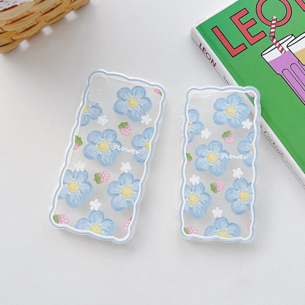 iPhone 13 Kukka-kuvioitu suojakuori - Ohut TPU iskunkestävä kuori (Sininen) blue iPhone 11 Pro Max