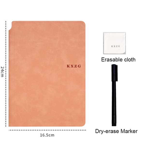 A5 gjenbrukbart whiteboard sett med whiteboardpenn og viskelær Pink