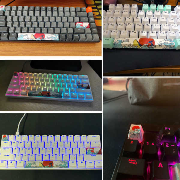 6.25U Fem Sidor 12 Tangenter Dye Sublimerade Tangentbordsknappar ESC Mellanslag Entre Tangenter PBT Körsbärsblom/ Röd Flicka/ Havsrhytm DIY B