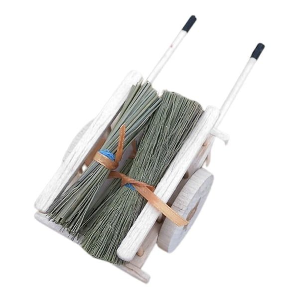 Mini Tilbehør Mini Pynt Barrow Ornament Handlekurv Vogn Leke Miniatyr Vogn（11,5X5CM，Beige）