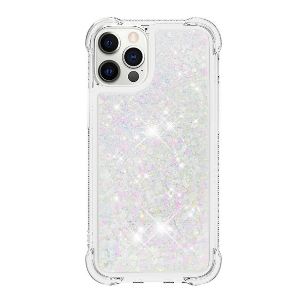 Kompatibel med Iphone 12 Pro Etui Glitter Flytende Transparent Glitrende Skinnende Bling Krystallklart flytende Quicksand Deksel Tpu Silikon - Hvit