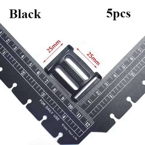 5 stk Tri Glide Slider Spænder Låsespænder SORT Black