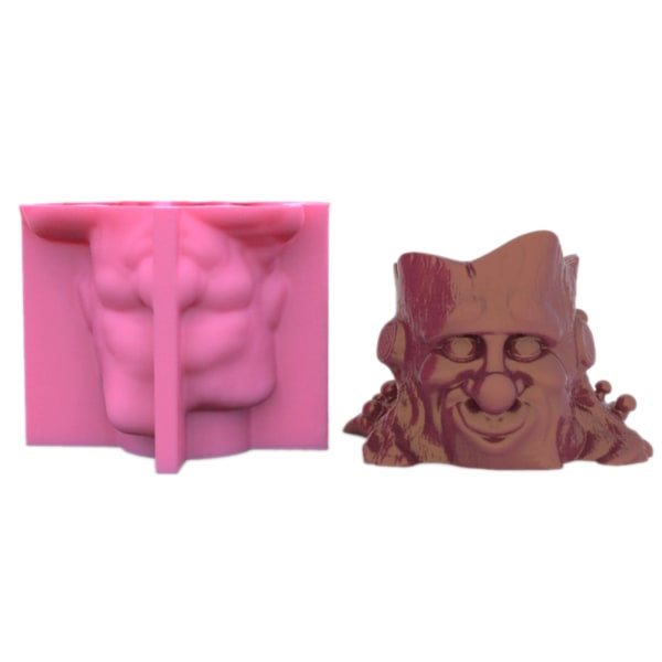 Blomsterpotte Form 3D Mand Ansigt Træstub Cementform Sukkulenter Håndlavede Håndværk Hjem Have Dekoration Værktøjer