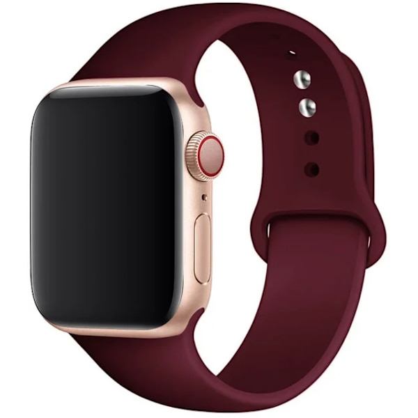 Silikonrem til Apple Watch Band 45mm 44mm 42mm 49mm 41mm 40mm 38mm correa armband iwatch Series 8 7 9 SE 4 3 5 Ultra 6 Vinrød Wine red 38 40 41 mm M-L